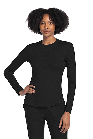This Cherokee long sleeve under scrub knit tee is a versatile addition to any wardrobe, designed for both style and practicality. Perfect for layering under scrub tops or wearing solo, it features: