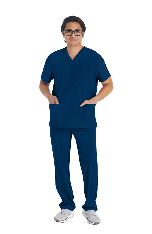 Men’s Dickies DK645 & DK015 scrub set with V-neck top and cargo pants for medical professionals