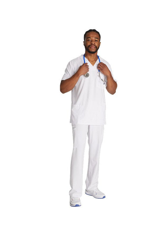 Men’s Dickies DK645 & DK015 scrub set with V-neck top and cargo pants for medical professionals