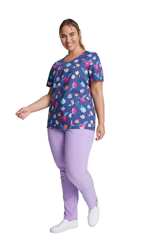 Dickies Women's Denim Printed Garden V-Neck Top - DK700