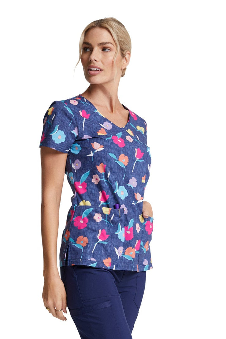 Dickies Women's Denim Printed Garden V-Neck Top - DK700