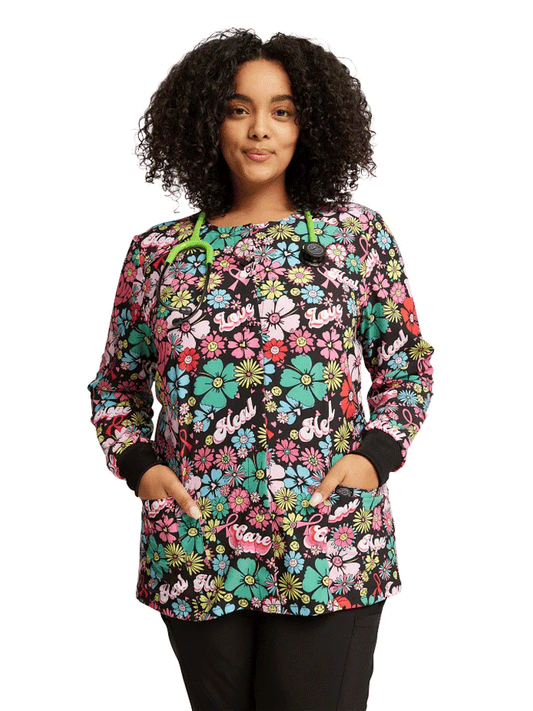 Printed Snap Front Jacket Love Hope Heal DK309- top
