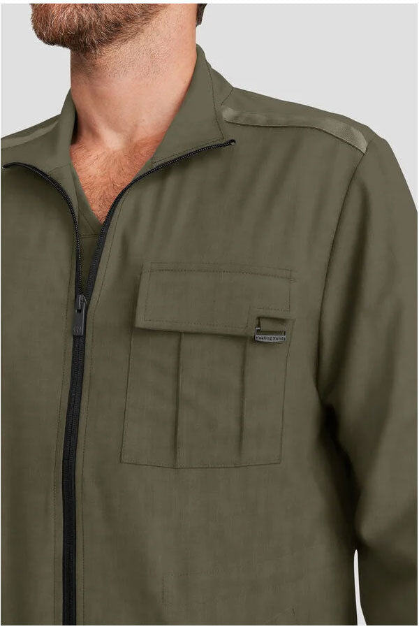 Healing Hands Quest Men's 4-Pocket Stretch Zip Front Utility Scrub Jacket Style HH361 – Medical Jacket for Healthcare Workers
