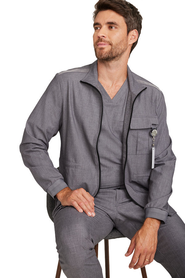 Healing Hands Quest Men's 4-Pocket Stretch Zip Front Utility Scrub Jacket Style HH361 – Medical Jacket for Healthcare Workers