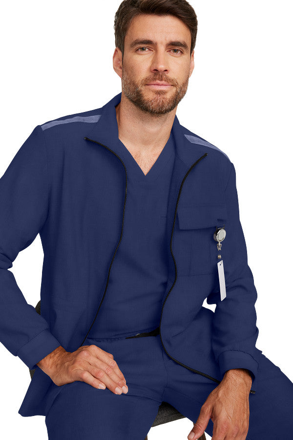 Healing Hands Quest Men's 4-Pocket Stretch Zip Front Utility Scrub Jacket Style HH361 – Medical Jacket for Healthcare Workers