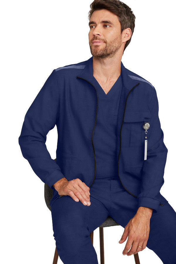Healing Hands Quest Men's 4-Pocket Stretch Zip Front Utility Scrub Jacket Style HH361 – Medical Jacket for Healthcare Workers
