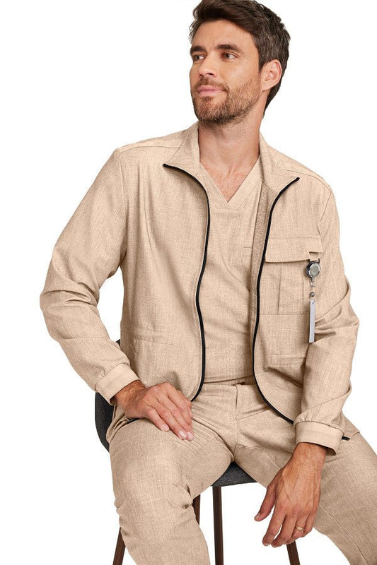 Healing Hands Quest Men's 4-Pocket Stretch Zip Front Utility Scrub Jacket Style HH361 – Medical Jacket for Healthcare Workers