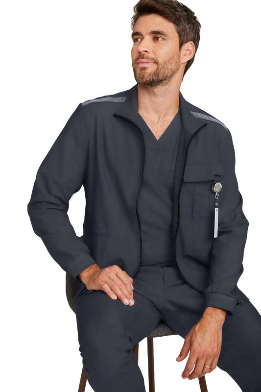 Healing Hands Quest Men's 4-Pocket Stretch Zip Front Utility Scrub Jacket Style HH361 – Medical Jacket for Healthcare Workers