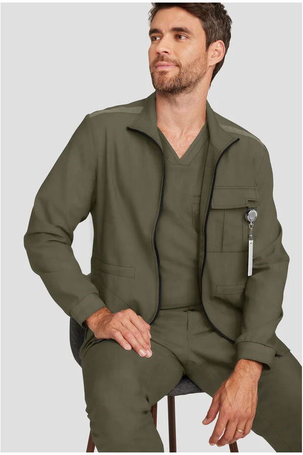 Healing Hands Quest Men's 4-Pocket Stretch Zip Front Utility Scrub Jacket Style HH361 – Medical Jacket for Healthcare Workers