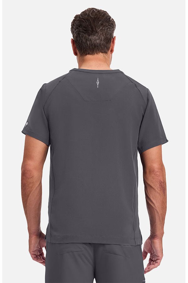 Back side view of Healing Hands 360 Men's Steven Scrub Top HH2382 Pewter – Modern fit V-neck scrub top