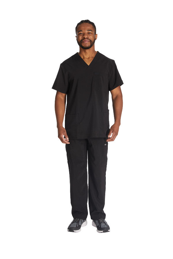 Men’s Dickies DK645 & DK015 scrub set with V-neck top and cargo pants for medical professionals