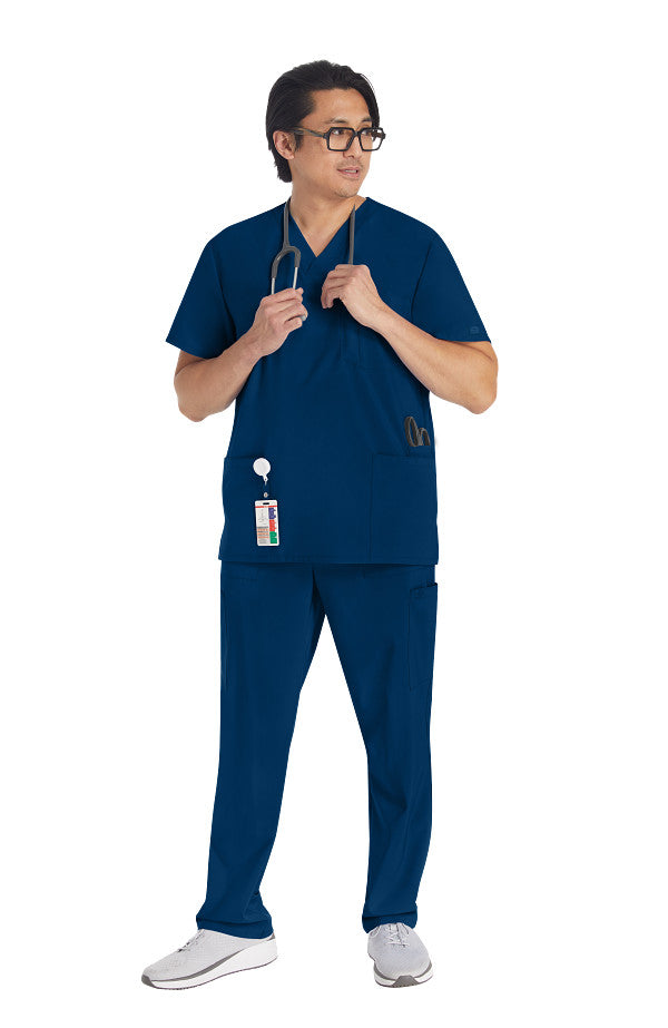 Men’s Dickies DK645 & DK015 scrub set with V-neck top and cargo pants for medical professionals