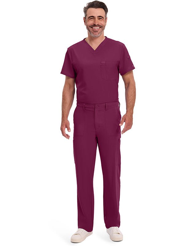 Men’s Dickies DK645 & DK015 scrub set with V-neck top and cargo pants for medical professionals