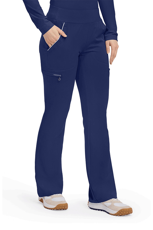 Healing Hands 360 Women's Joelle Leg Scrub Pants HH102-Navy color, side view.