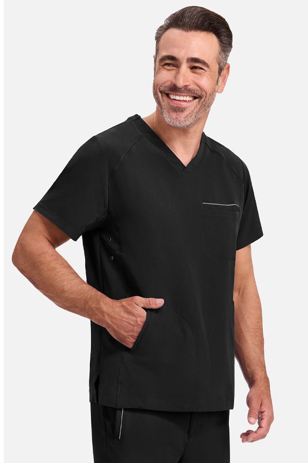 Healing Hands 360 Men's Steven Top HH2382 Black – V-neck modern fit scrub top available in Kuwait GCC