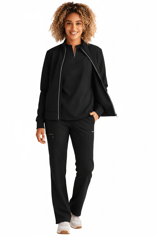 Healing Hands 3 Pieces Scrub Set Sandy Top & Joelle Pant with Carly Stand Collar Jacket