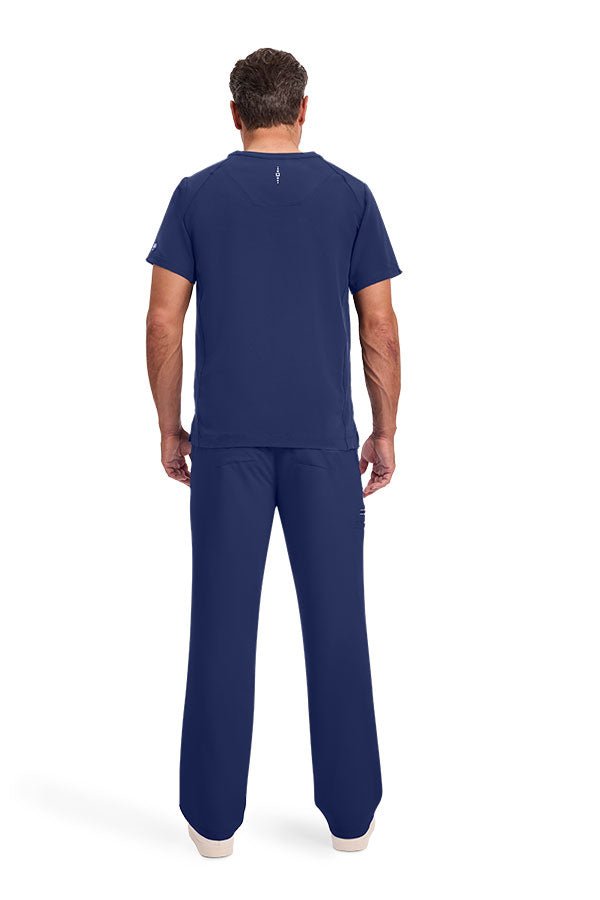 Back view of Healing Hands Men's Scrub Set HH2382-9173 – Navy top and royal pant for healthcare professionals.
